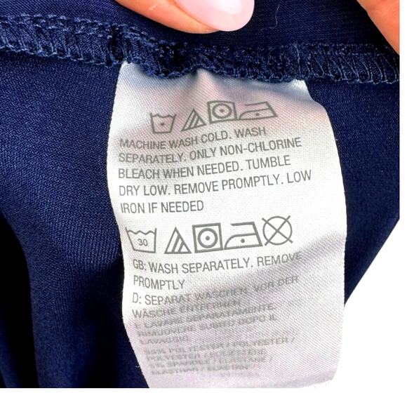 Dennis by Dennis Basso NWT L Navy Blue Stretch Button Accent Pants Pockets - Picture 8 of 9